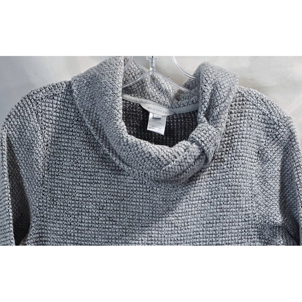 Multiples‎ Women Gray Textured Cowl Neck Long Sleeve Tunic Sweater Top M